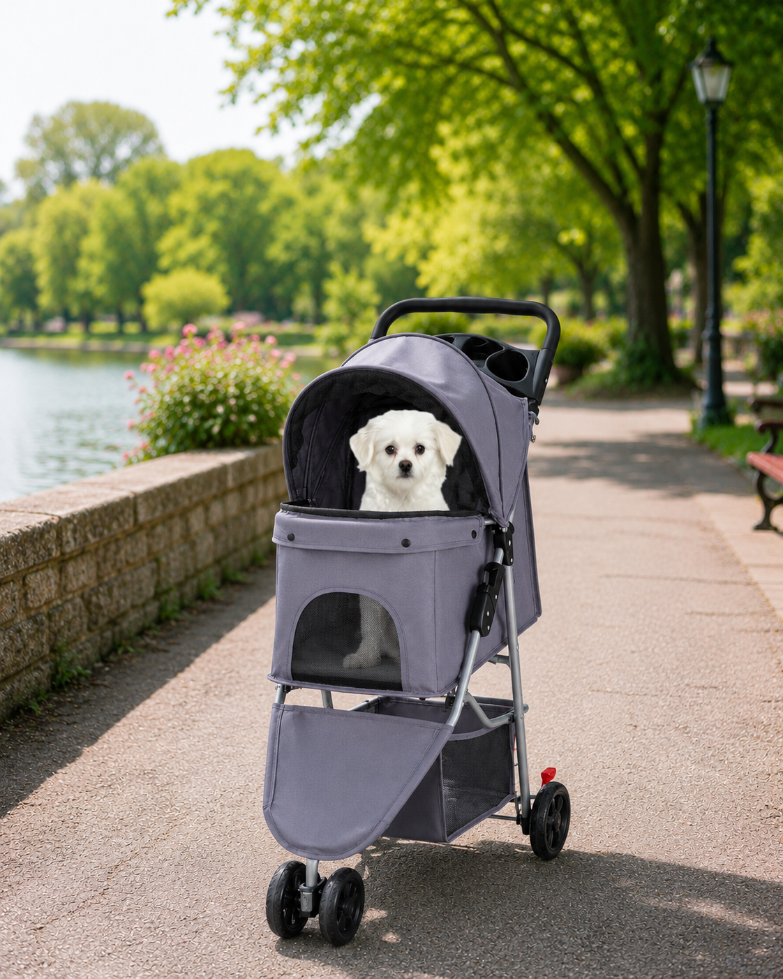 Poussette pour chien et chat - Grise