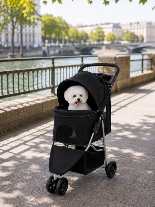 Poussette Pliable pour Chien et Chat – Noire