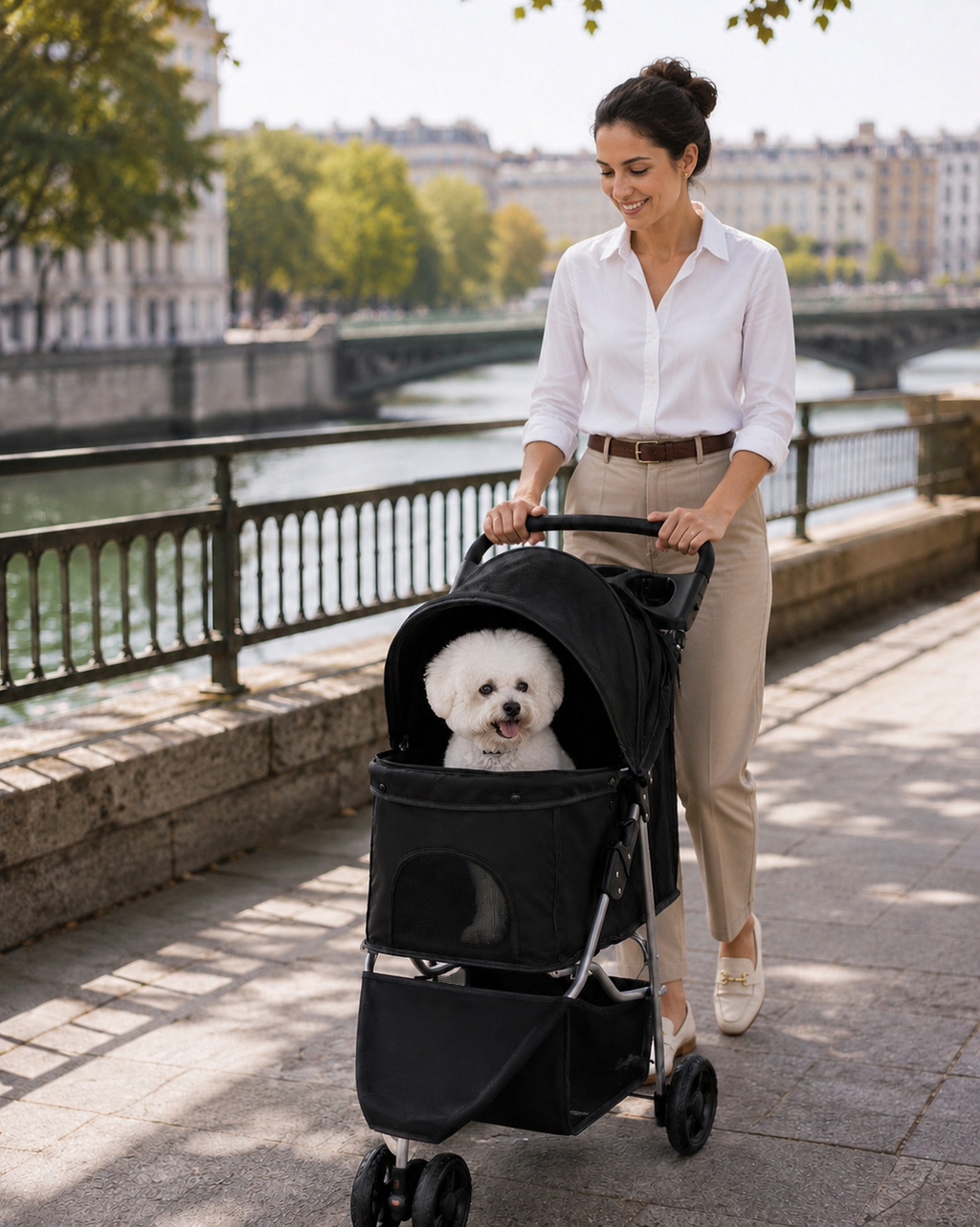 Poussette Pliable pour Chien et Chat – Noire